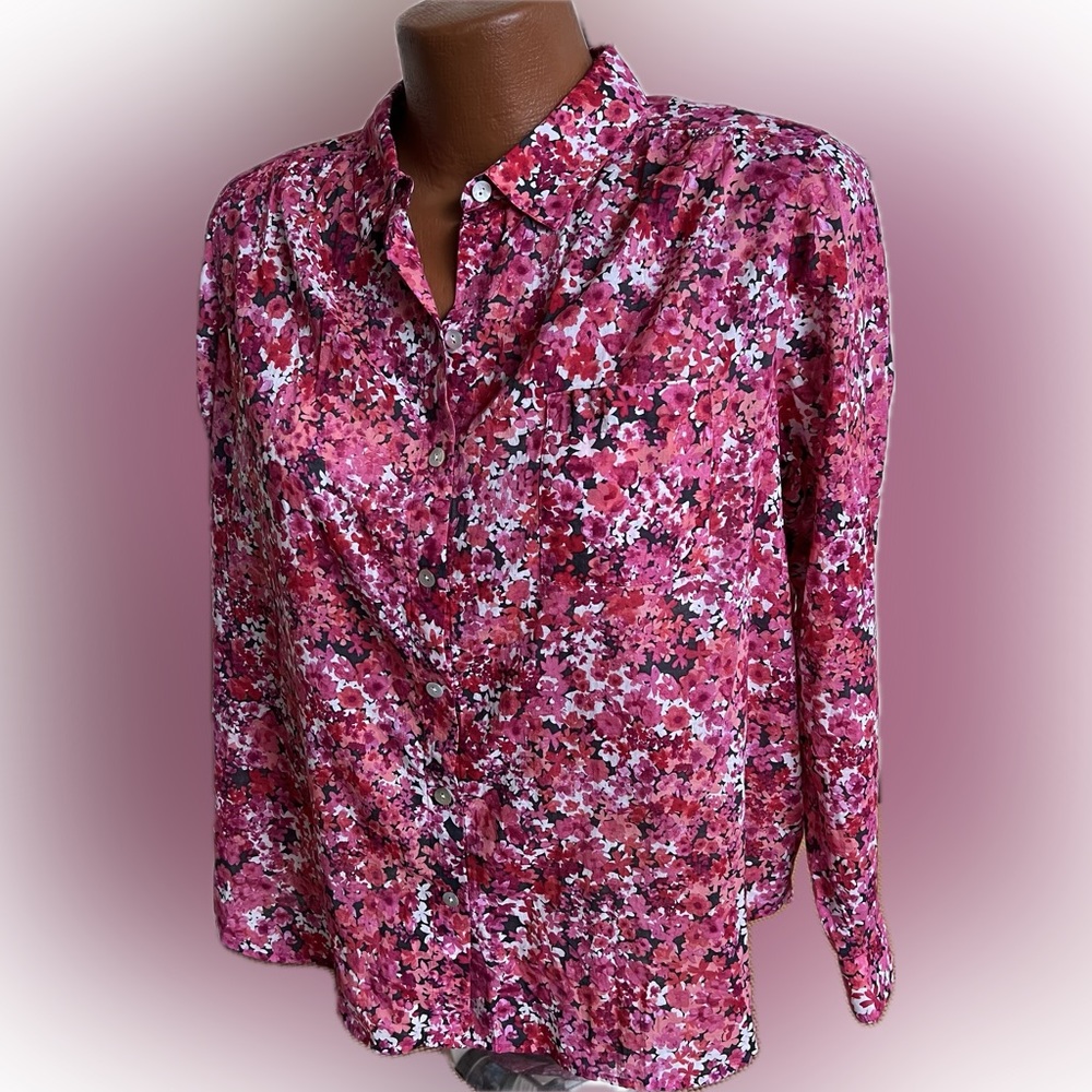 J Jill colorful lightweight 100% cotton tunic blouse LP super Condition!